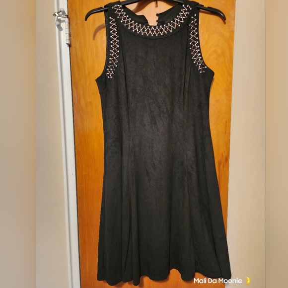 Ashley Stewart Black Sleeveless Metallic Studded Dress 14/16W - Picture 1 of 5